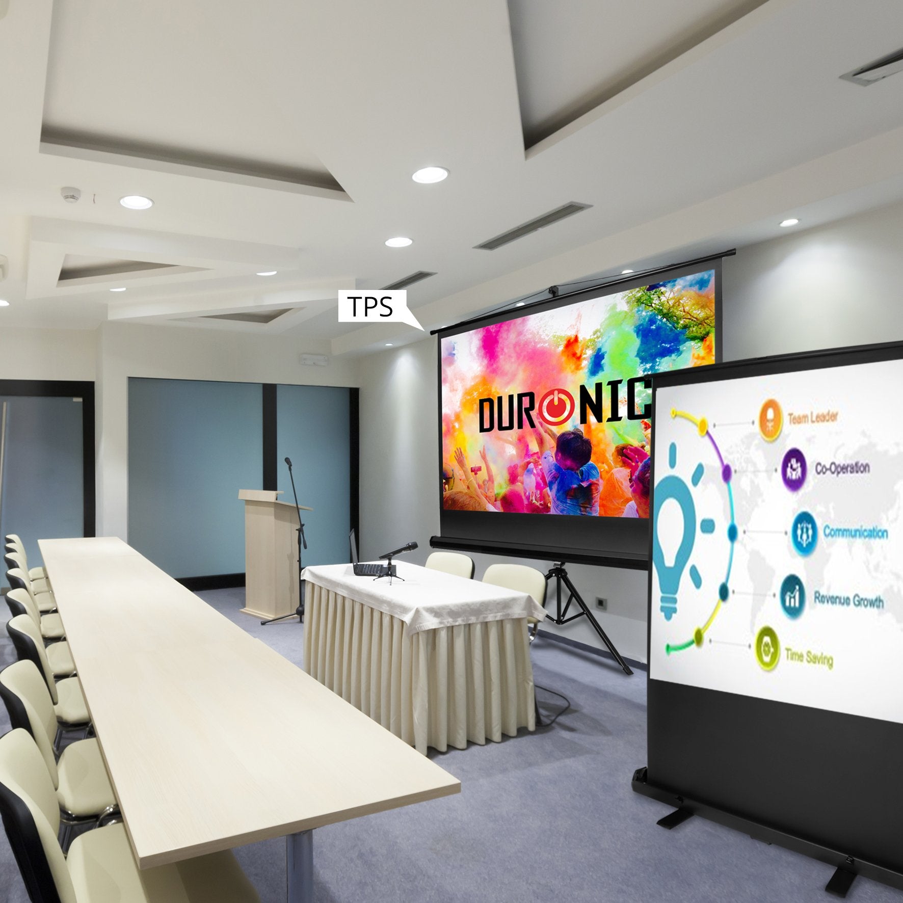 Zoomgoods Projector Screen FPS80/43 Floor Projection Screens, 80” Freestanding Movie Screen, 4:3 Ratio Home Theatre Cinema Screen, Ideal for Home, Classroom, Office Presentations