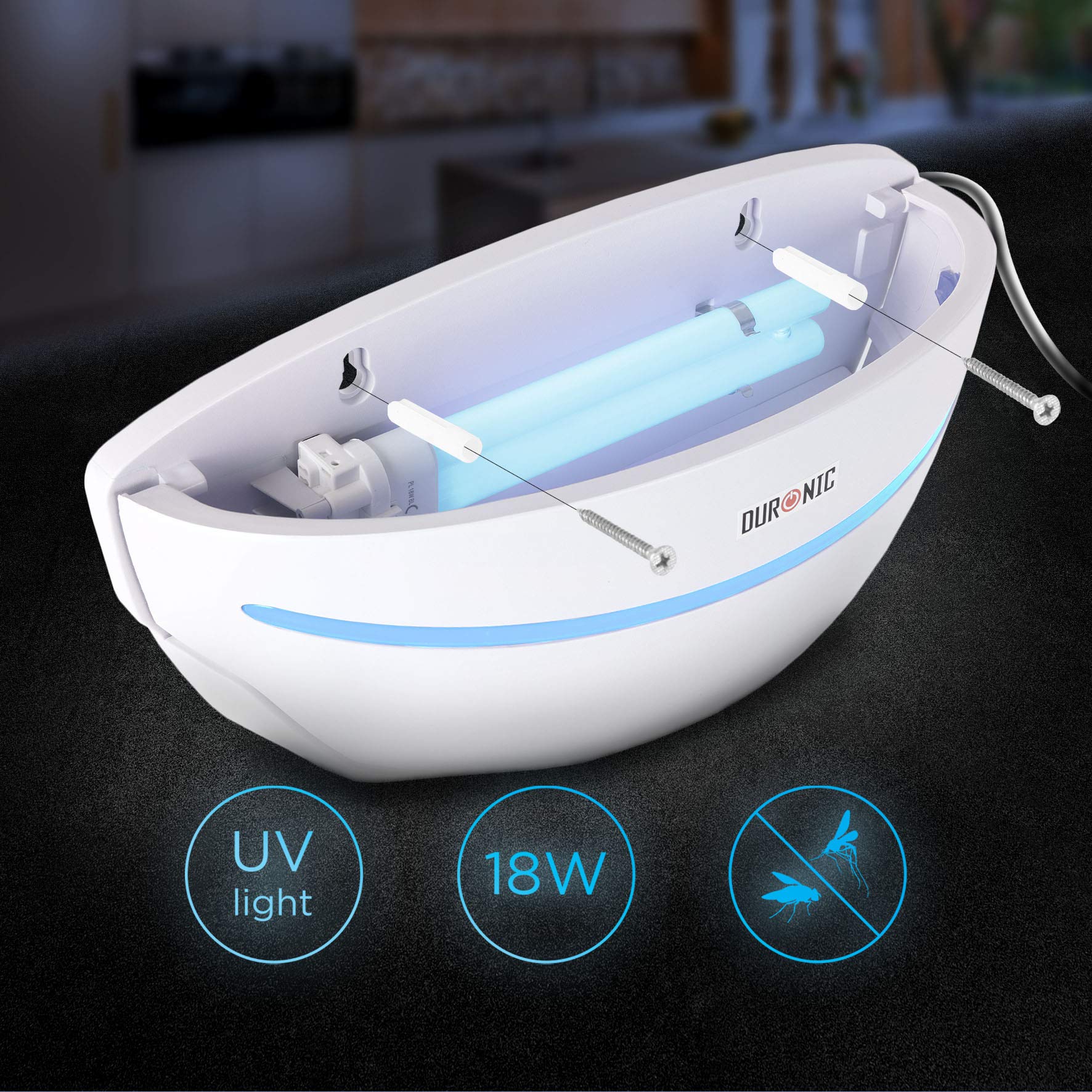 Zoomgoods Electric Fly Catcher Sconce FKWS18 UV Lamp Electronic Fruit Fly Killer Bug Catcher, Wall Mount Sticky Trap for Flies Gnats Mosquito Flying Insects