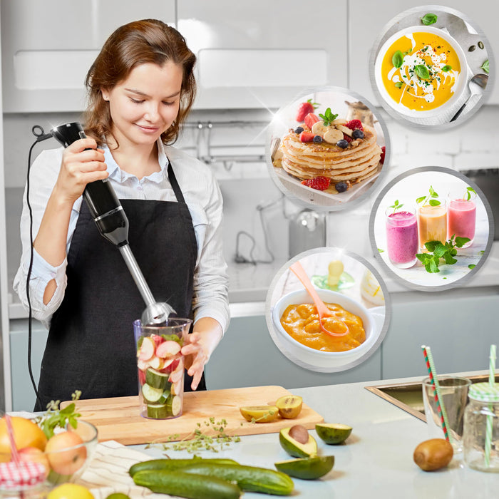 Zoomgoods Electric Hand Blenders HB35B Handheld Immersion Blender Stainless Steel Food Mixer 350W Lightweight Blender with Serrated Blades Stick Blender for Baby Food Smoothie Soup