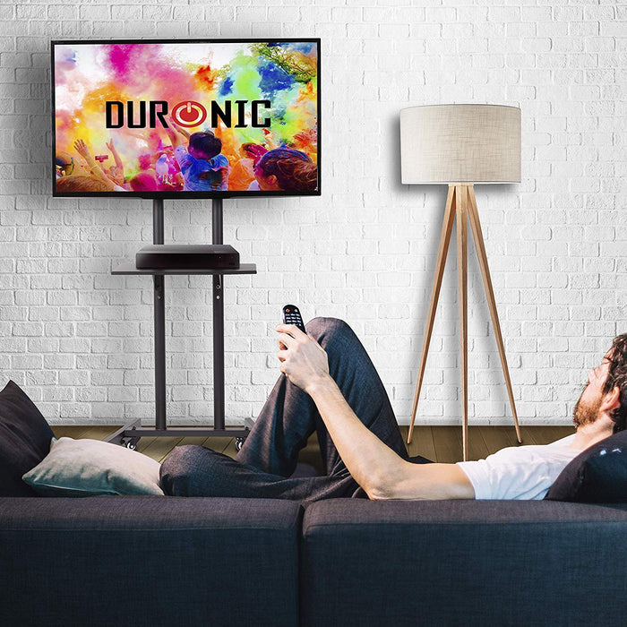 Zoomgoods Mobile TV Stand on Wheels TVS5T1, Trolley Mount with Shelf Heavy duty for 32-70 Inch Flat Screen Television LCD LED OLED QLED, VESA Up to 600x400, Max. 68kg / 150lbs Capacity