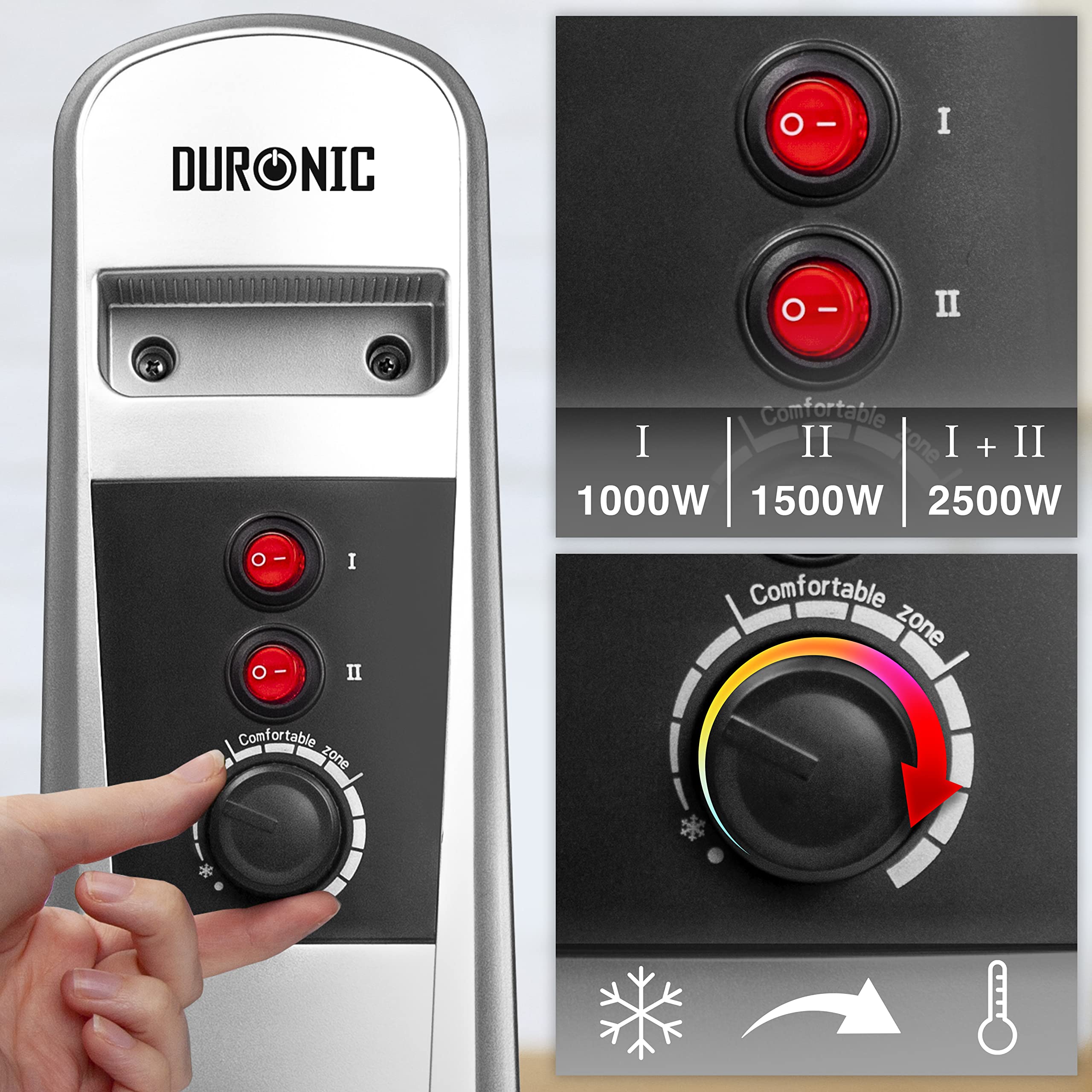 Zoomgoods Electric Heaters HV101 SR Oil Free Convection Heater 2500W Micathermic Panel Heater Portable Mica Heater Electrical Heaters for Heating Up Homes, Bedrooms, Offices & Garage Spaces