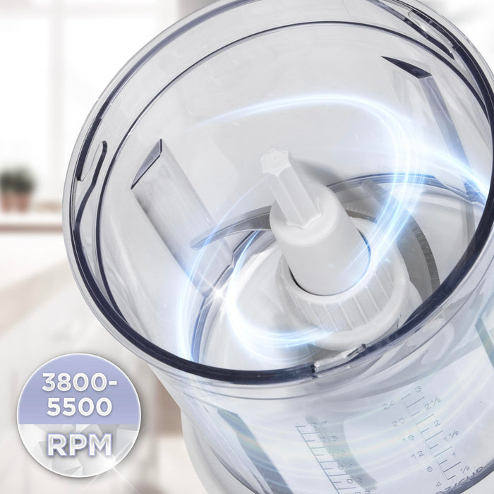 Zoomgoods Mini Chopper CH57 WE Mini Food Processor White, 500W, Vegetable Mincer Slicer, Baby Food Maker, 2 x Blender Bowl with Lid, Quad Stainless Steel Blades for Vegetable, Meat, Fruit - 500W, White