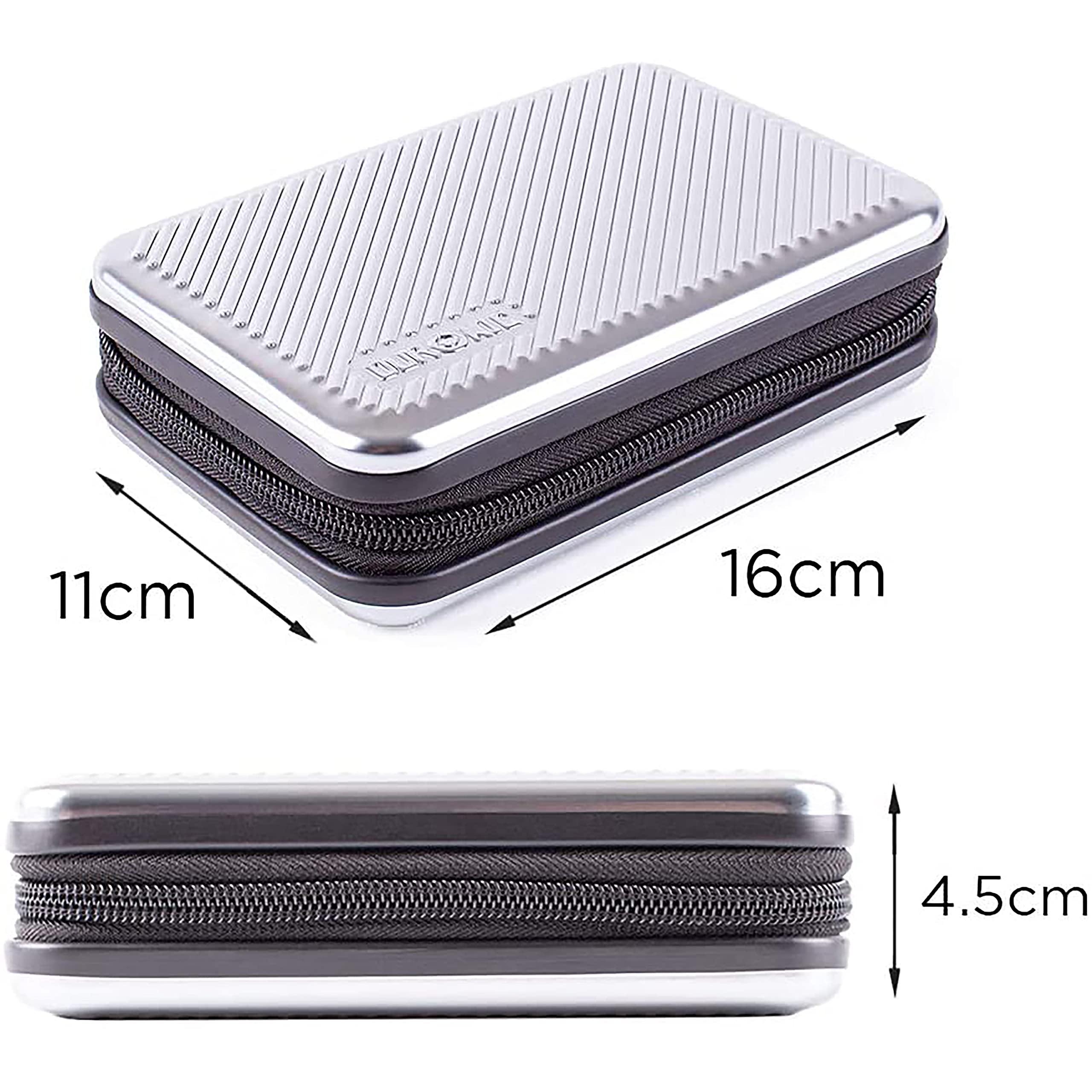 Zoomgoods Hard Drive Case HDC3 /SR, Silver EVA Travel Case for Charger Adapter Power Bank SSD Storage Pouch for Seagate, WD, UnionSine, Toshiba, Sandisk, Samsung Drives 500GB to 5TB