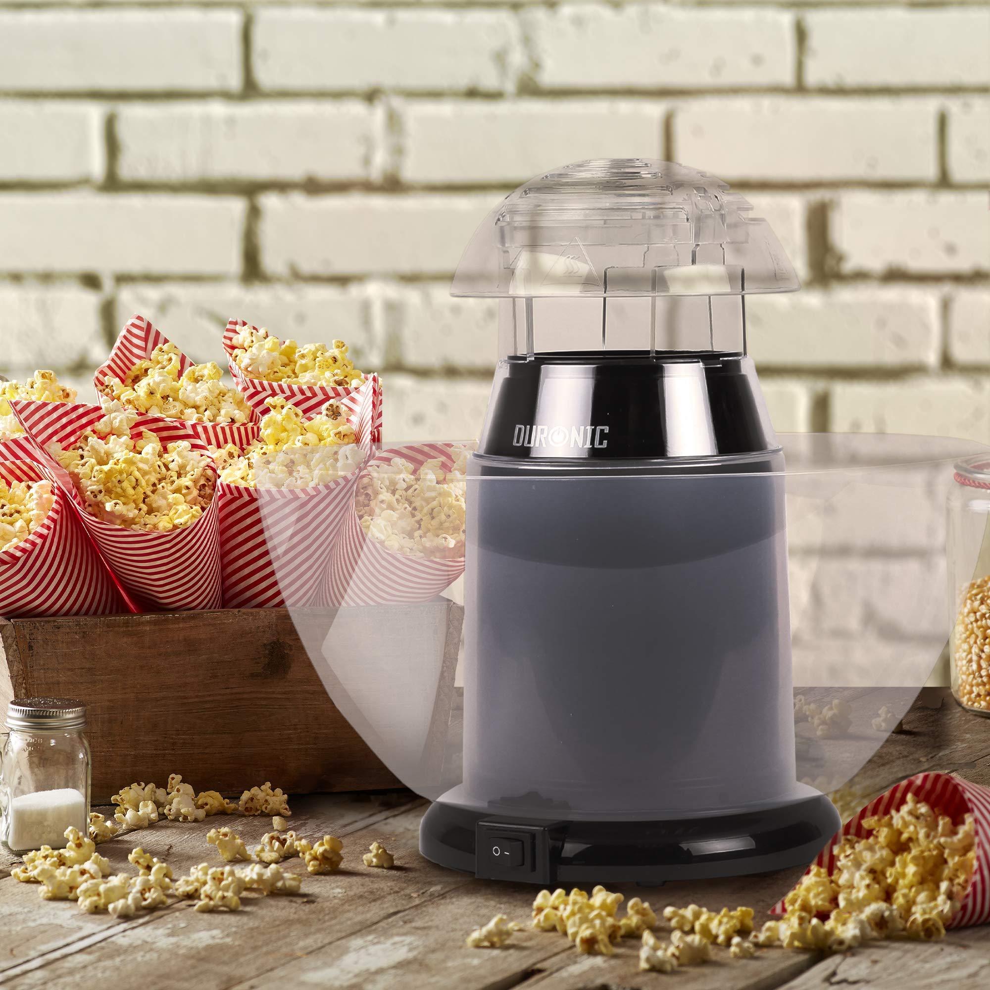 Zoomgoods Popcorn Maker POP50 /BK [BLACK]| Hot Air Corn Popper | Make Homemade Healthy Oil-Free Popcorn | Low Calorie Snacking | Comes with Measuring Cup and Serving Bowl | 1200W