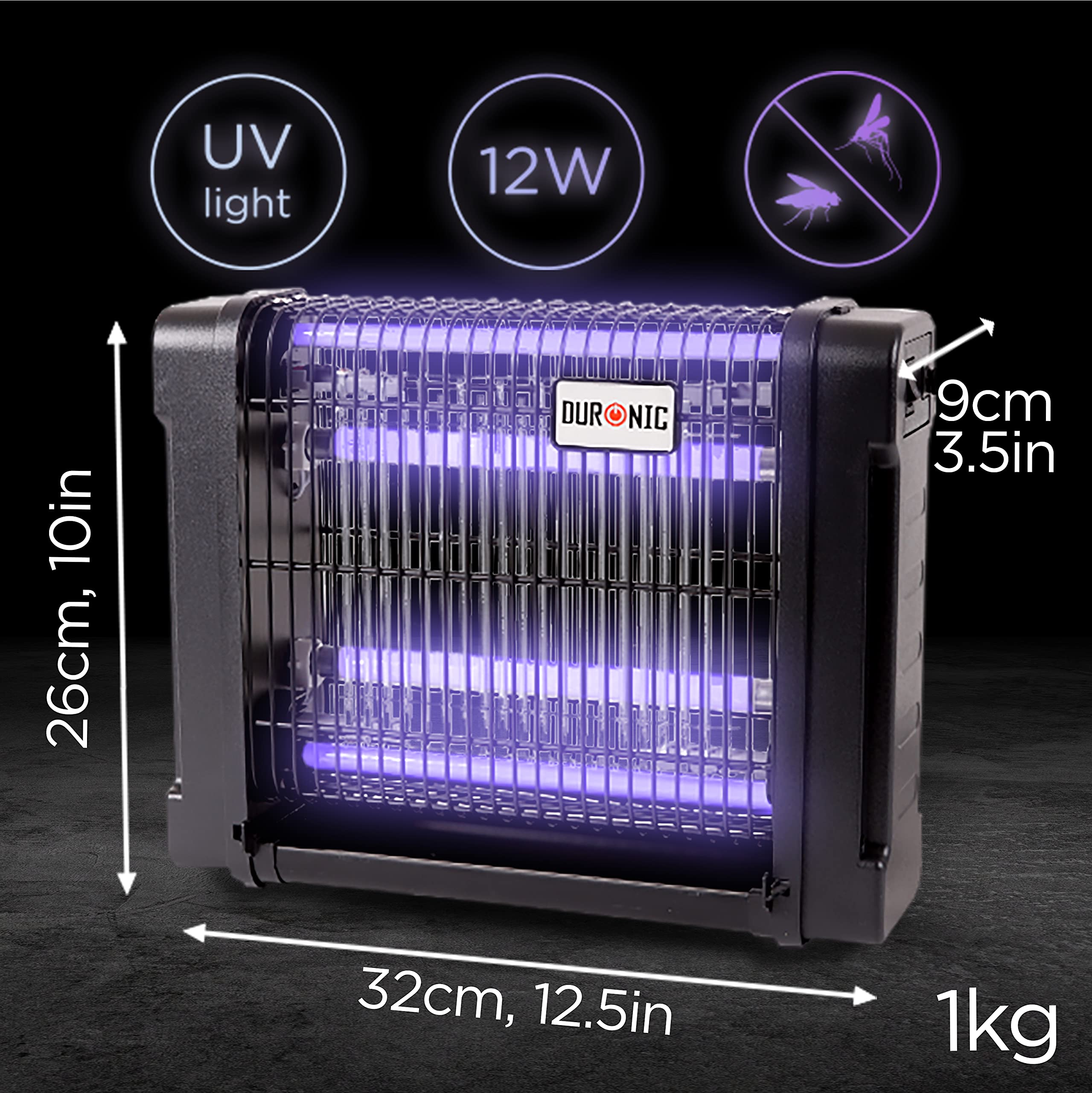 Zoomgoods Fly Killer FK8412 | UV Light Kills Mosquitoes and Flying Insects | Small Size | Slimline | Ceiling or Wall Mountable | Indoor Pest Control | 12W Electric Ultra Violet Zapper | 2x 6W Bulbs