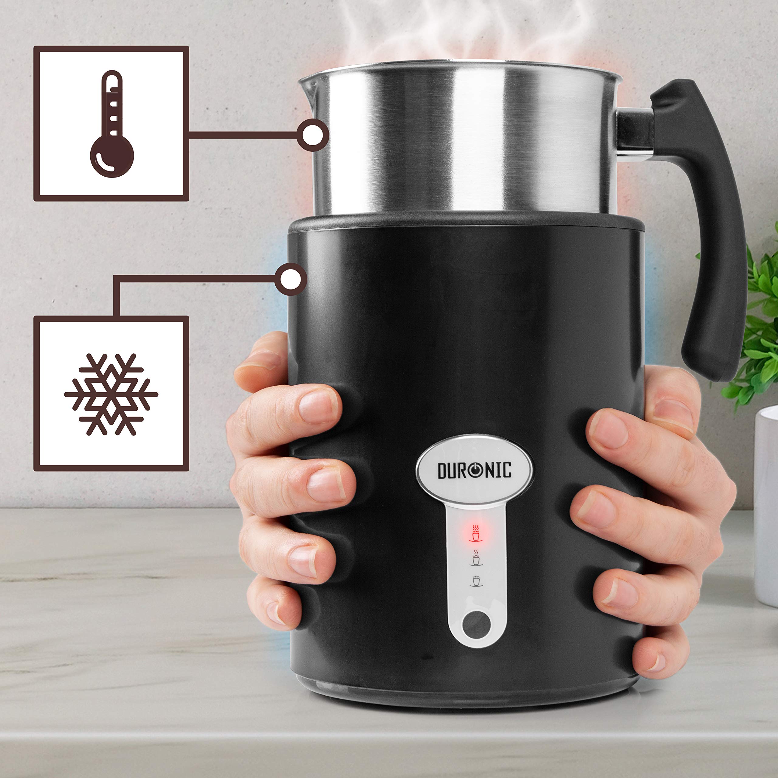 Zoomgoods Milk Frother Electric MF500 Coffee Milk Frothers Steamer, Automatic Hot and Cold Foam Maker, Hot Chocolate Machine with Milk Heater and Warmer for Latte Froth, Coffees and Matcha