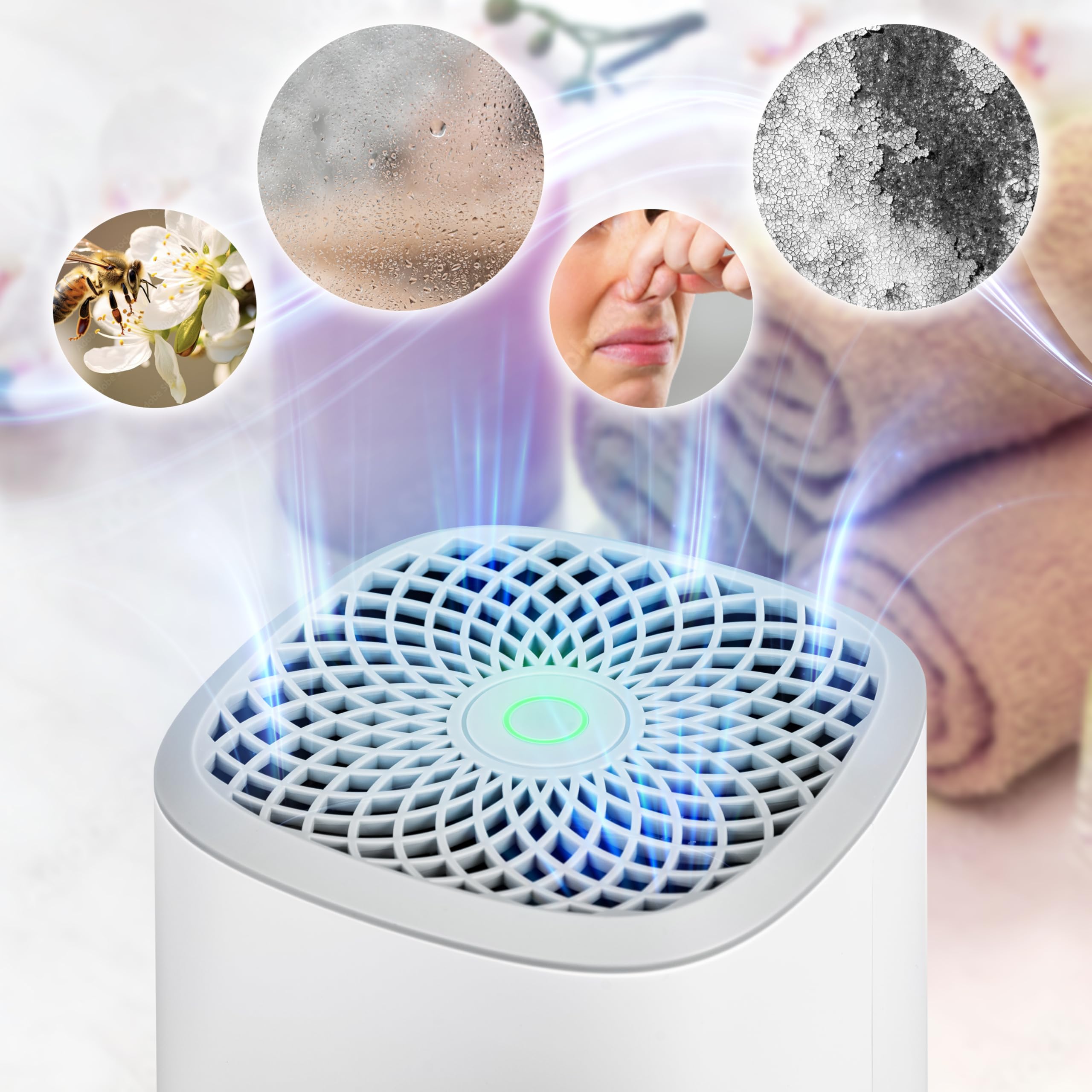 Zoomgoods Compact Eco-Efficient Dehumidifier DH06, 0.8L Capacity, Prevent and Absorb Excess Moisture, Mould, for Home, Kitchen, Bedroom, Garage White