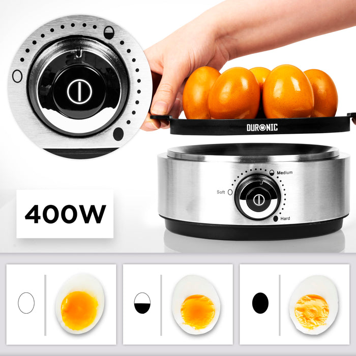 Zoomgoods Electric Egg Boiler EB40 BK Steamer for Eggs 400W Automatic Egg Boiler Electronic Omelette Maker Poacher for 7 Soft, Medium & Hard Boiled Eggs