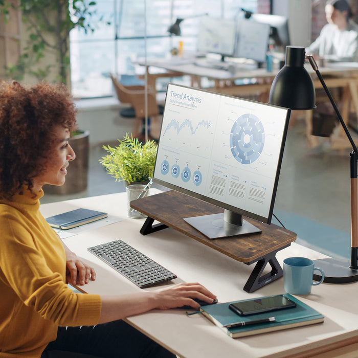 Zoomgoods Monitor Stand Riser DM06-1 AO, Laptop / Screen Stand for Desktop, Support Shelf for a PC Computer Monitor, 10kg Capacity, 63cm x 30cm - Antique Oak Wood Effect