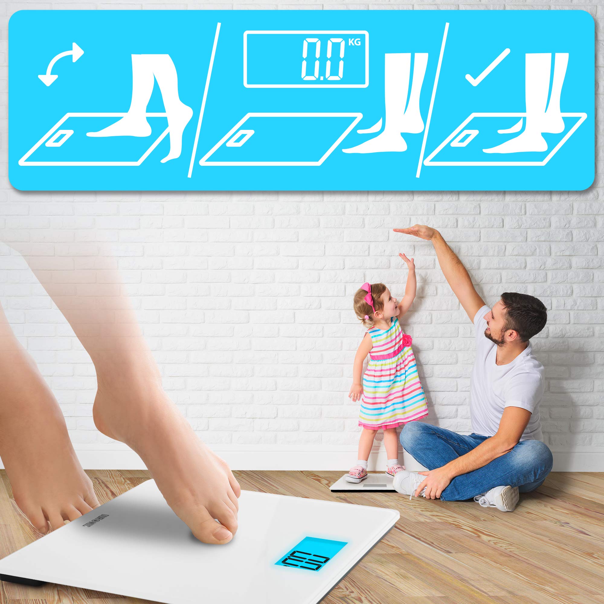 Zoomgoods Digital Bathroom Scales BS403 Accurate Weighing Scales with High Precision Sensors 180kg Body Weight Scale Battery Powered Fitness Scale with LED for Weightloss, Health