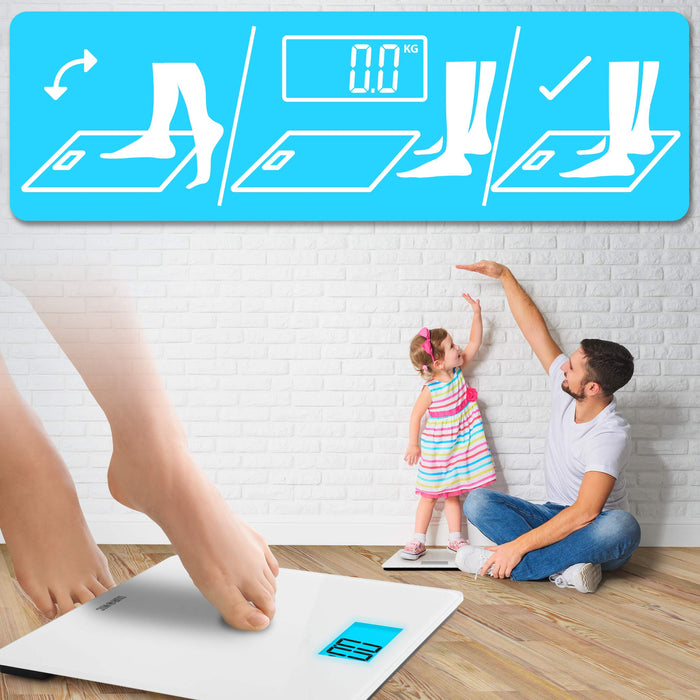 Zoomgoods Digital Bathroom Scales BS403 Accurate Weighing Scales with High Precision Sensors 180kg Body Weight Scale Battery Powered Fitness Scale with LED for Weightloss, Health