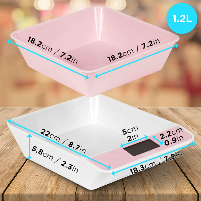 Zoomgoods Digital Kitchen Scales KS100 PK Electronic Kitchen Scale with Bowl Measuring Weighing Scale Pink Baking Scale for Cooking Baking Mail Pet Food Measurement Baker Weight Scale, Tare LCD Display