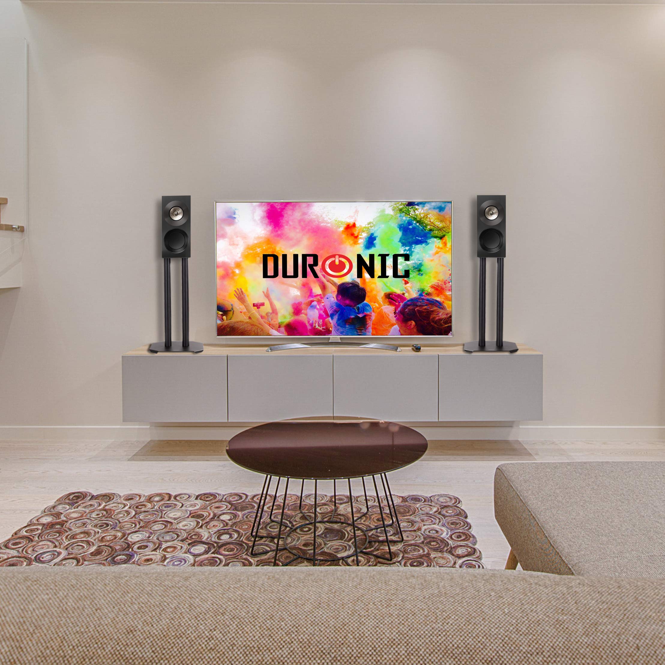 Zoomgoods SPS1022-40 Speaker Stand (Pair) - 40cm Height, Steel Base Supports, Floor/Table Standing with Spikes, Shoes, Pads, Insulating - Better Audio Quality - Black