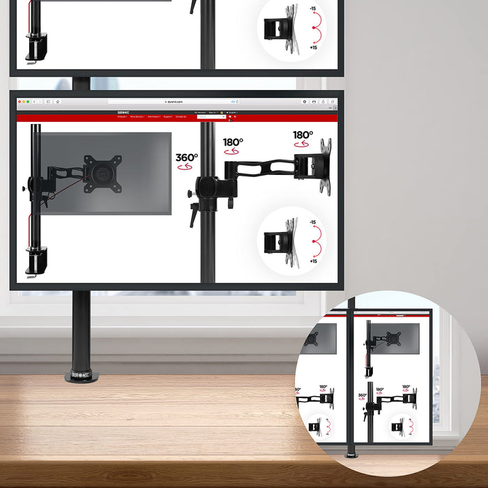 Zoomgoods Dual Monitor Arms DMT252VX1 Height Adjustable PC Monitor Stand with 100cm Pole C Clamp Monitor Risers for 13-27” Screens Desk Mounts with 8kg Capacity and VESA 75/100 for Home Office Work