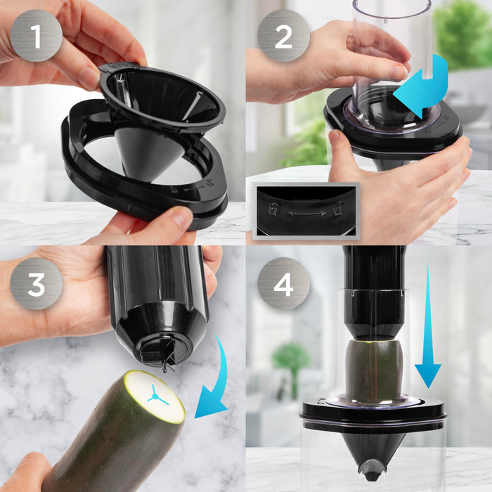 Zoomgoods Vegetable Spiraliser HBS35 - 3 Blade Sizes For HB35 Hand Blender, 1.4L Capacity, Lightweight Compact Ideal for Veggie Pasta, Zucchini, and Carrot Spaghetti