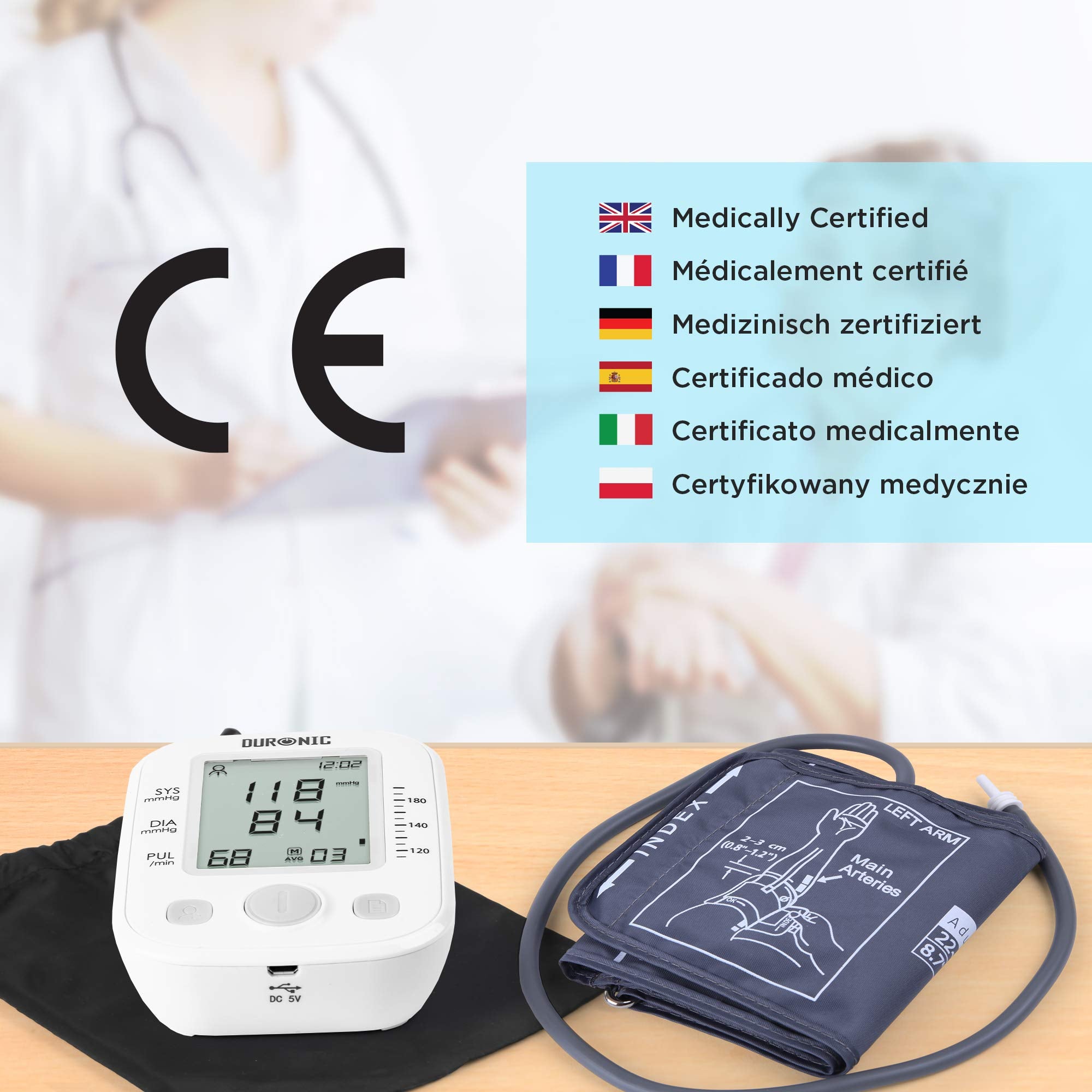 Zoomgoods Blood Pressure Monitor BPM200 CE Approved and Medically Certified Automatic Upper Arm Monitor 2 user 99 Record Memory for Accurate Home use