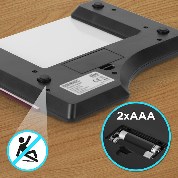 Zoomgoods Digital Kitchen Scales KS350 Electronic Kitchen Scale Measuring Weighing Scale Red Baking Scale for Cooking Baking Postal Pet Food Measurement Baker Weight Scale, with Tare Clear LCD Display