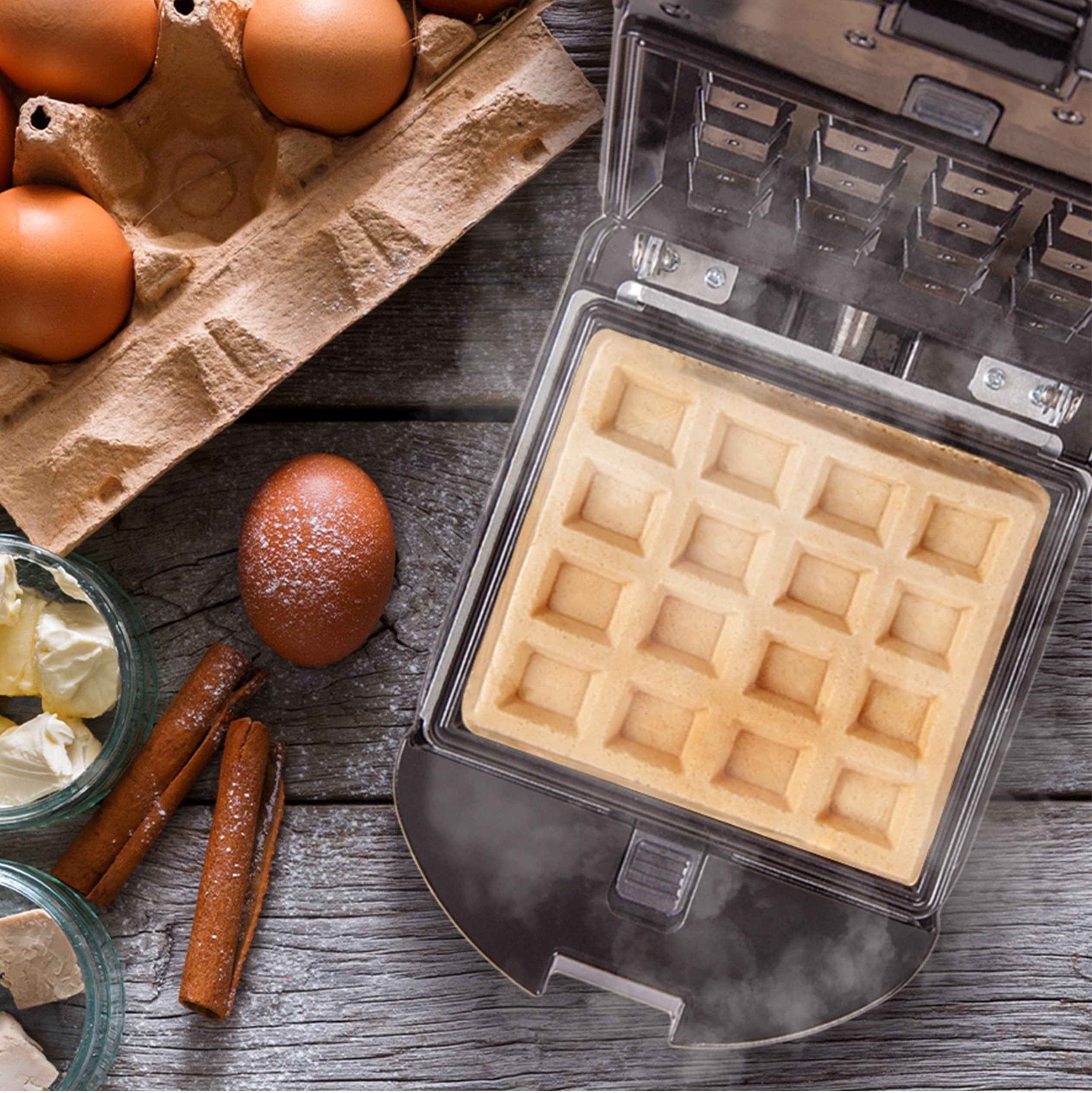 Zoomgoods 2-in-1 Single Waffle Maker and Mini Grill WM52 | Detachable and Interchangeable Plates | 520W | Non-Stick | Automatic Temperature Control | Compact Snack Maker |Toasties, Eggs, Grilled Meats