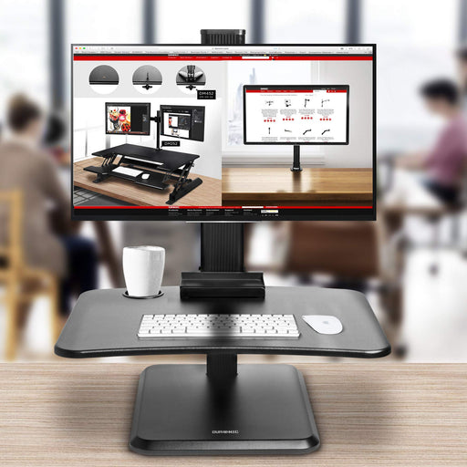 Zoomgoods Sit-Stand Desk DM05D14 | Height Adjustable Office Workstation | 65x51cm Platform | Raises 7-44cm | Riser for PC Computer Screen and Keyboard | Ergonomic Desktop Converter with Screen Mount