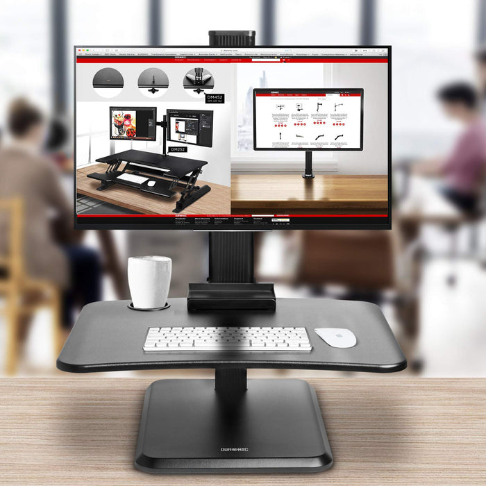 Zoomgoods Sit-Stand Desk DM05D14 | Height Adjustable Office Workstation | 65x51cm Platform | Raises 7-44cm | Riser for PC Computer Screen and Keyboard | Ergonomic Desktop Converter with Screen Mount