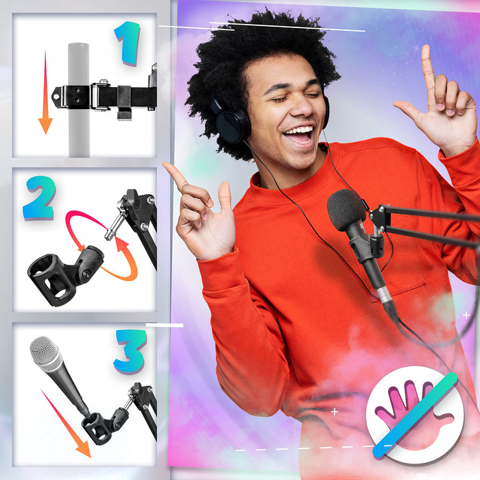 Zoomgoods Microphone Desktop Arm MH01, Microphone Boom Stand, Mic Stand with Suspension Boom and Mic Clip Adapter, For Podcasts, Vlogging, Recording, Studio, Broadcasting, Gaming - Black