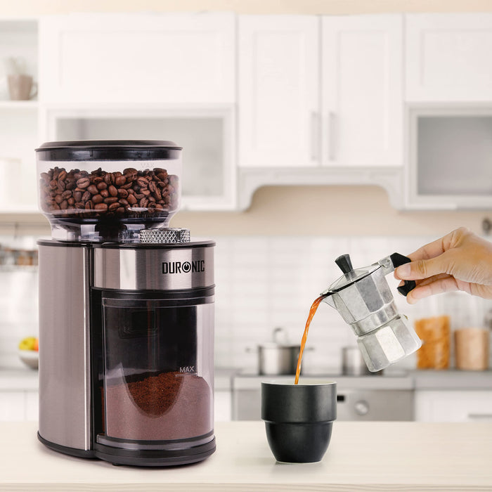 Zoomgoods Burr Coffee Grinder BG200, Conical Burr Grinder for Coffee Beans, Electric Burr Grinder with 35 Grind Settings, Makes up to 12 Cups, 200W, 200g Capacity