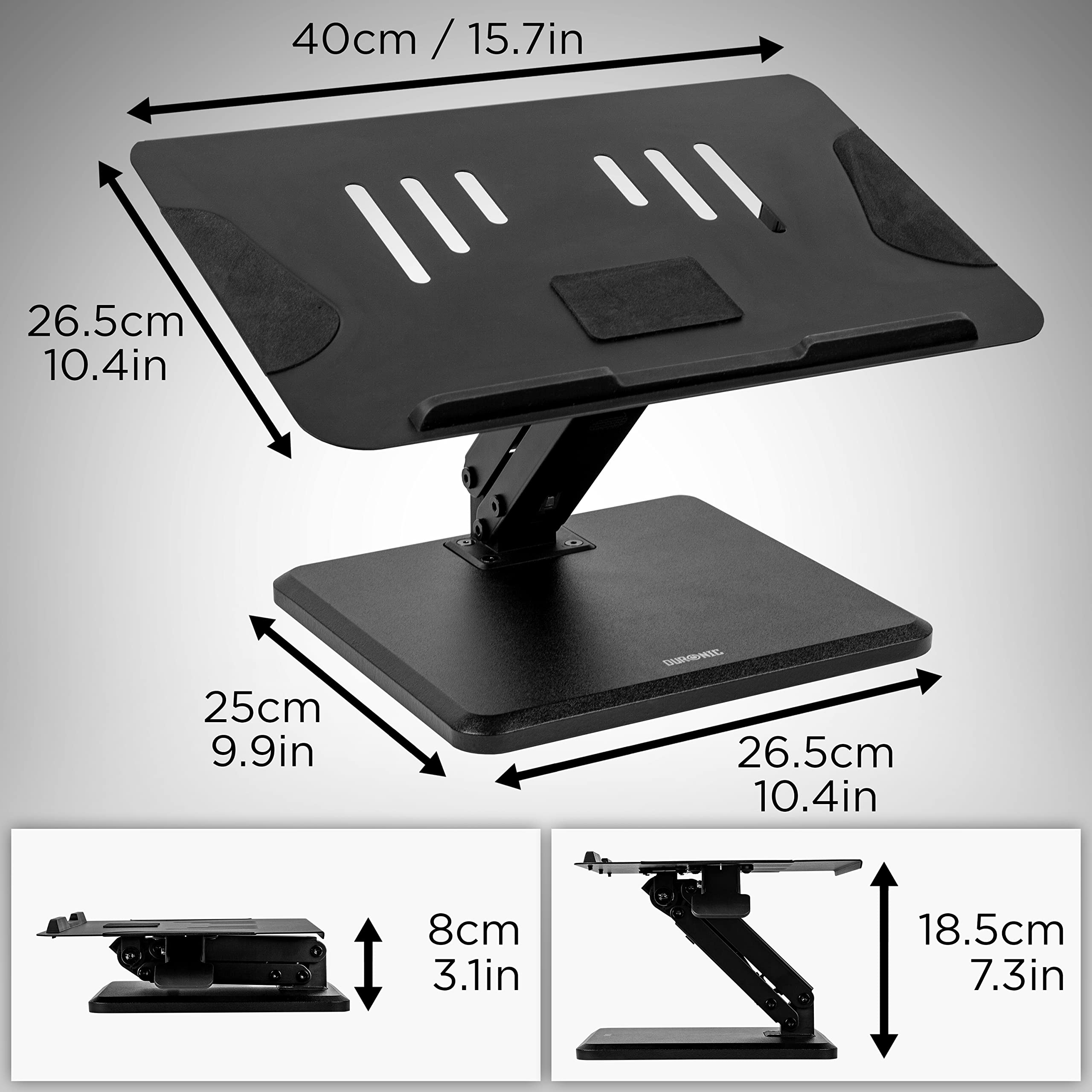 Zoomgoods Laptop Stand DML125, Adjustable Height Laptop Stand, Tilting Laptop Mount Arm, Tablet Stand Riser for Desk, Compatible with MacBook Pro/Air, Surface, Samsung, Notebook Laptops