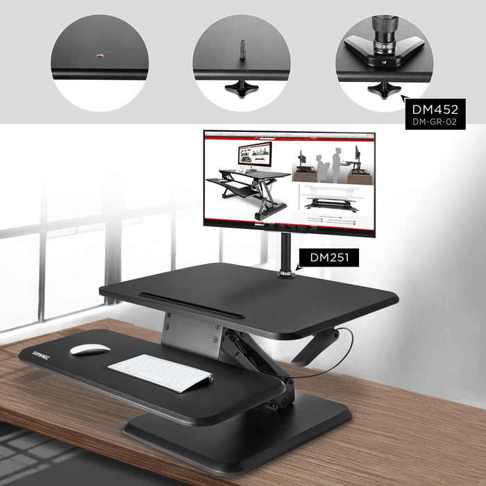 Zoomgoods Sit-Stand Desk DM05D12 | Height Adjustable Office Workstation | 64x45.5cm Platform | Raises from 12-41cm | Riser for PC Computer Screen, Keyboard, Laptop | Ergonomic Desktop Table Converter