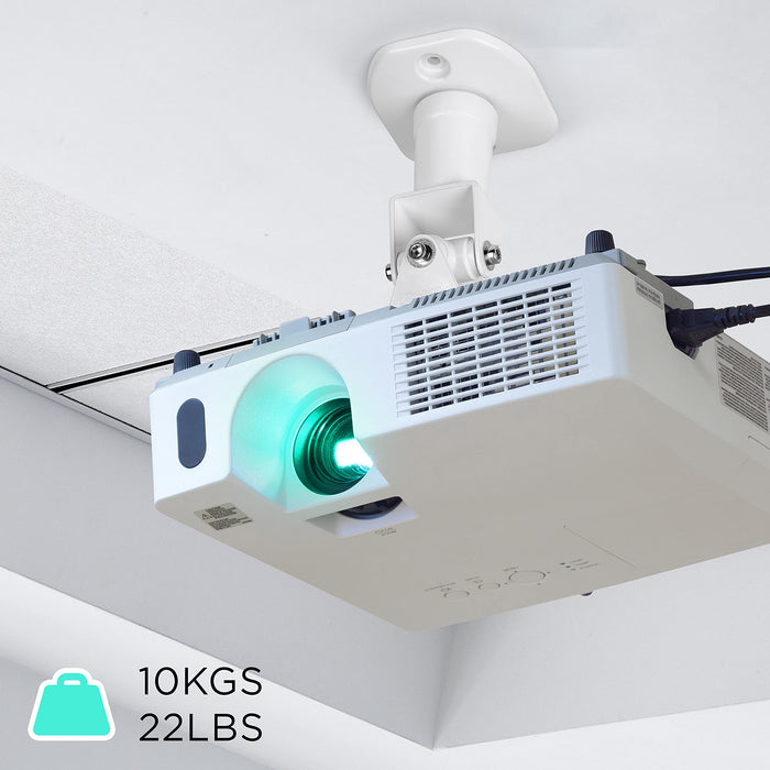Zoomgoods Projector Mount PB07XB | Bracket Fixing for Ceiling | 10kg Capacity | Universal | Heavy Duty | Fittings Included | Rotate 360 °, Swivel 180 °, Tilt 180° for Easy Projection Set-up