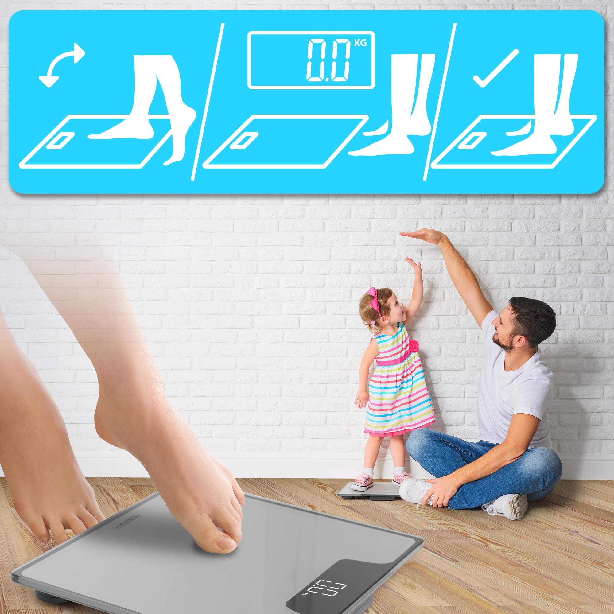 Zoomgoods Digital Bathroom Body Scales BS303 | Measures Body Weight in Kilograms and Pounds | Silver/Black Design | Step-On Activation | Precision Sensors | 180kg Capacity