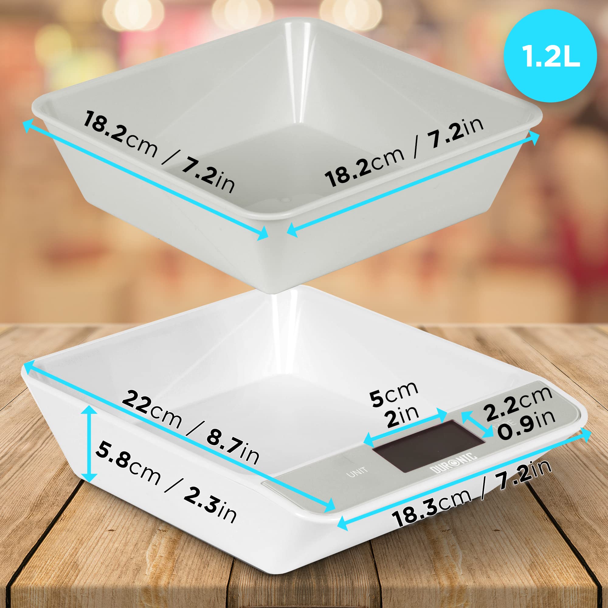 Zoomgoods Digital Kitchen Scales KS100 GY Electronic Kitchen Scale with Bowl Measuring Weighing Scale Grey Baking Scale for Cooking Baking Mail Pet Food Measurement Baker Weight Scale, Tare LCD Display