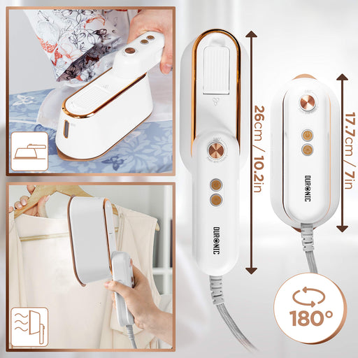 Zoomgoods Steam Irons HS90 WE Travel Iron, Garment Steamers, 90ml Tank, Handheld Vertical Steamer for Travel, Holiday, Quilting, Craft, Crease & Wrinkle Remover - White