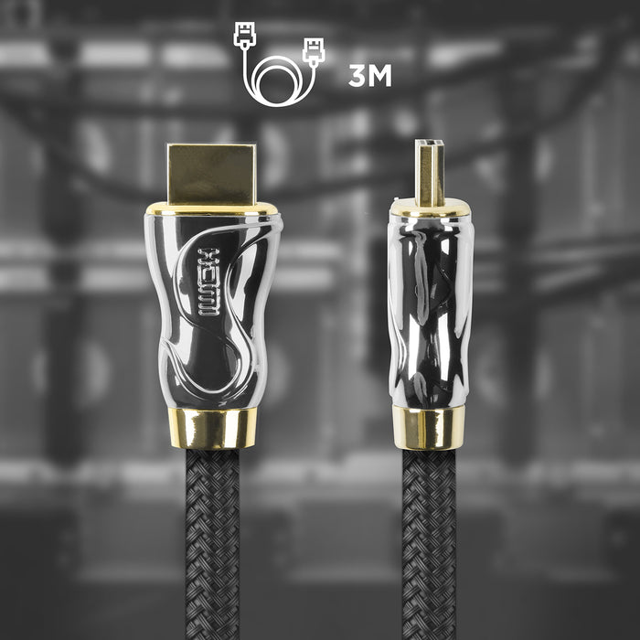 Zoomgoods HDMI Cable HDC04 /3 | 3 Metre BLACK | 2160p 4K Ultra-High-Speed HDMI & Ethernet Lead | 24K Gold Plated Male Connectors | PS4, PS3, Xbox, Freeview, Sky+ HD, Virgin, TV, DVD, BluRay