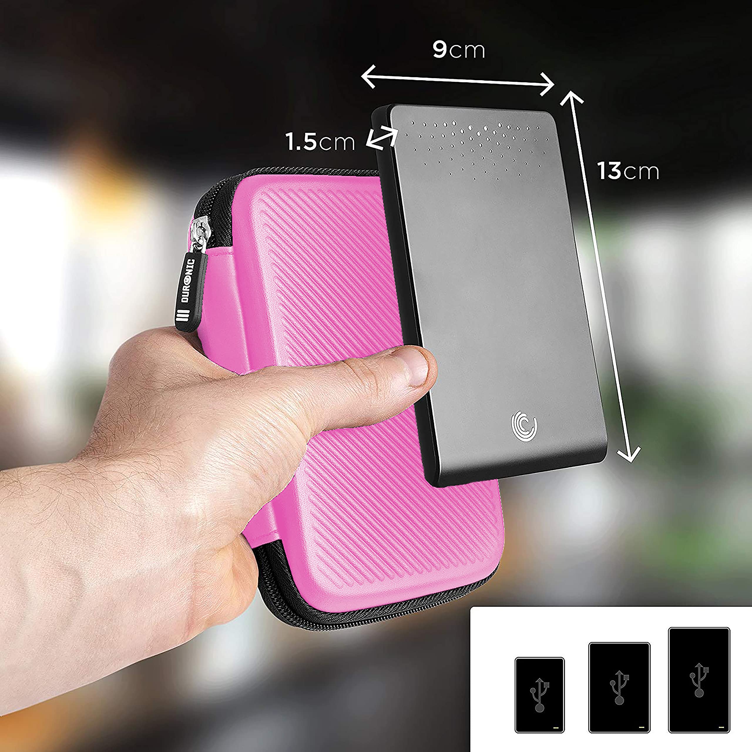 Zoomgoods Hard Drive Case HDC2 /PK, PINK, Portable EVA Storage Pouch for External Hardrive & Cables, Lightweight & Protective, Suitable for WE/Western, Toshiba, Buffalo, Hitachi, Seagate, Samsung