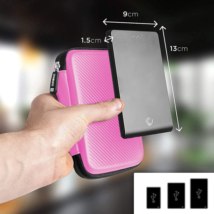 Zoomgoods Hard Drive Case HDC2 /PK, PINK, Portable EVA Storage Pouch for External Hardrive & Cables, Lightweight & Protective, Suitable for WE/Western, Toshiba, Buffalo, Hitachi, Seagate, Samsung