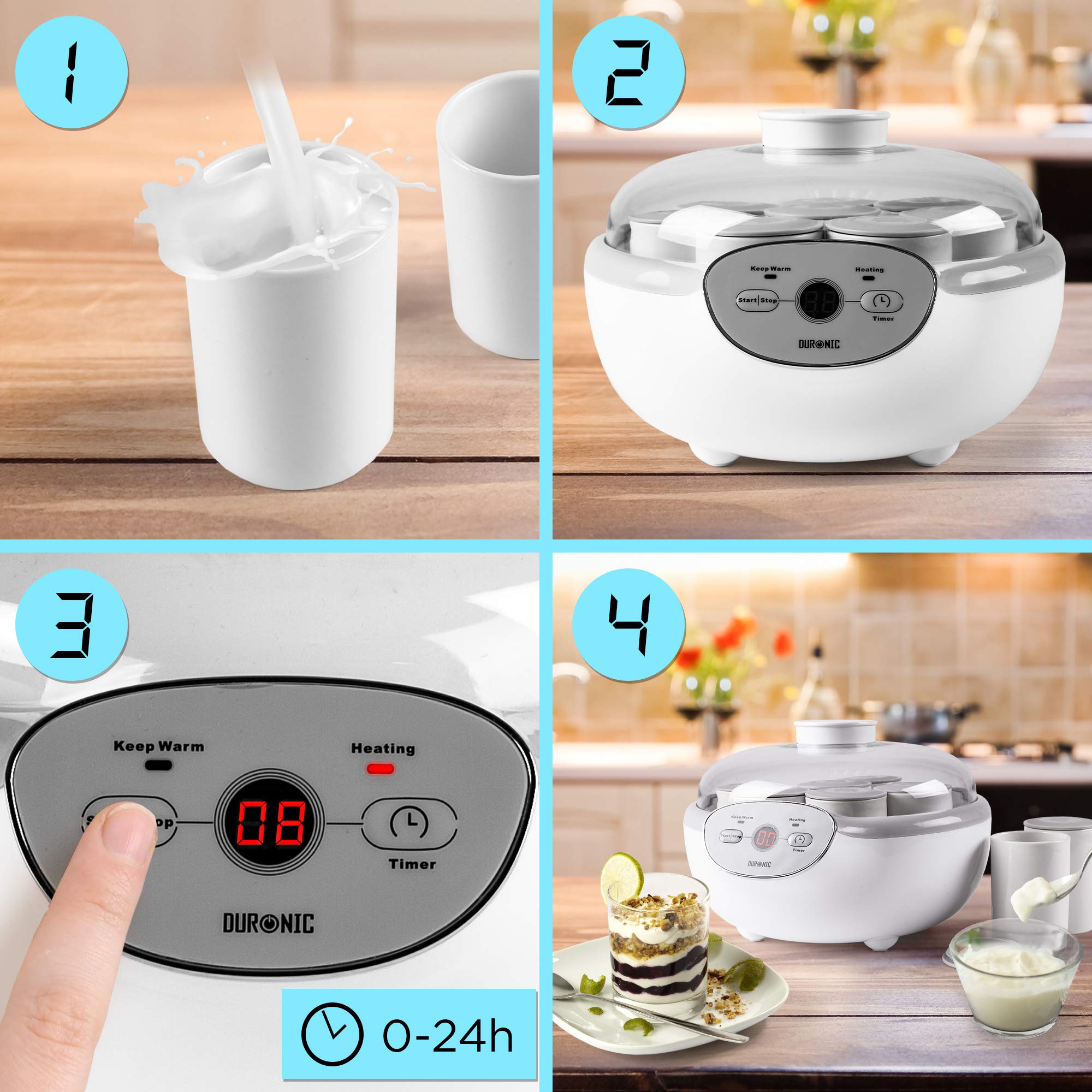 Zoomgoods Digital Yoghurt Maker YM2 Electric Yoghurt Making Machine with Eight 125ml Ceramic Pots Make Fresh Homemade Bio-Active Yoghurt