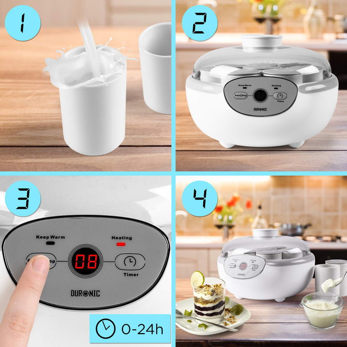 Zoomgoods Digital Yoghurt Maker YM2 Electric Yoghurt Making Machine with Eight 125ml Ceramic Pots Make Fresh Homemade Bio-Active Yoghurt