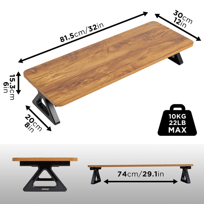 Zoomgoods Monitor Stand Riser DM06-2 AW, Laptop / Screen Stand for Desktop, Support Shelf for a PC Computer Monitor, 10kg Capacity, 63cm x 30cm - Antique Walnut Wood Effect