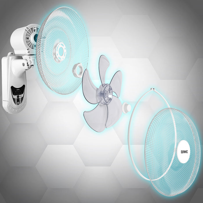 Zoomgoods Wall Mounted Fan FN55 BK 16” Wall Fan with Remote Control Electric Cooling Fan with 3 Speeds & Timer Indoor Fans with 5 Blades for Cooler Air Home Offices