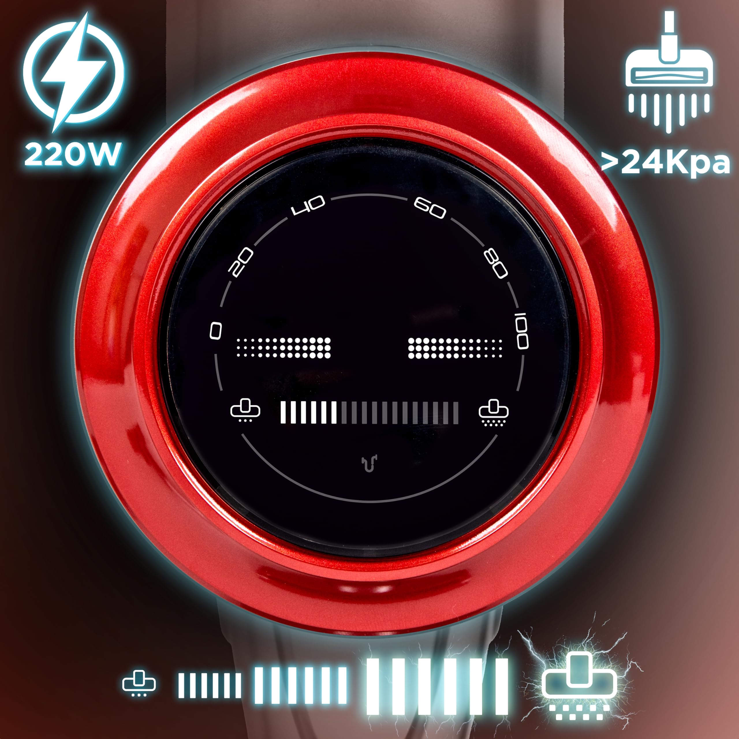 Zoomgoods Cordless Vacuum Cleaner VC24 Rechargeable Hand Held Floor Carpet 220W Upright Stick Cleaners with Lithium Battery, Adjustable Suction for Removing Dust & Pet Hair