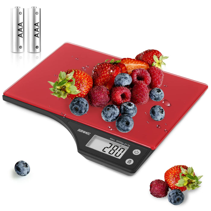 Zoomgoods Digital Kitchen Scales KS350 Electronic Kitchen Scale Measuring Weighing Scale Red Baking Scale for Cooking Baking Postal Pet Food Measurement Baker Weight Scale, with Tare Clear LCD Display
