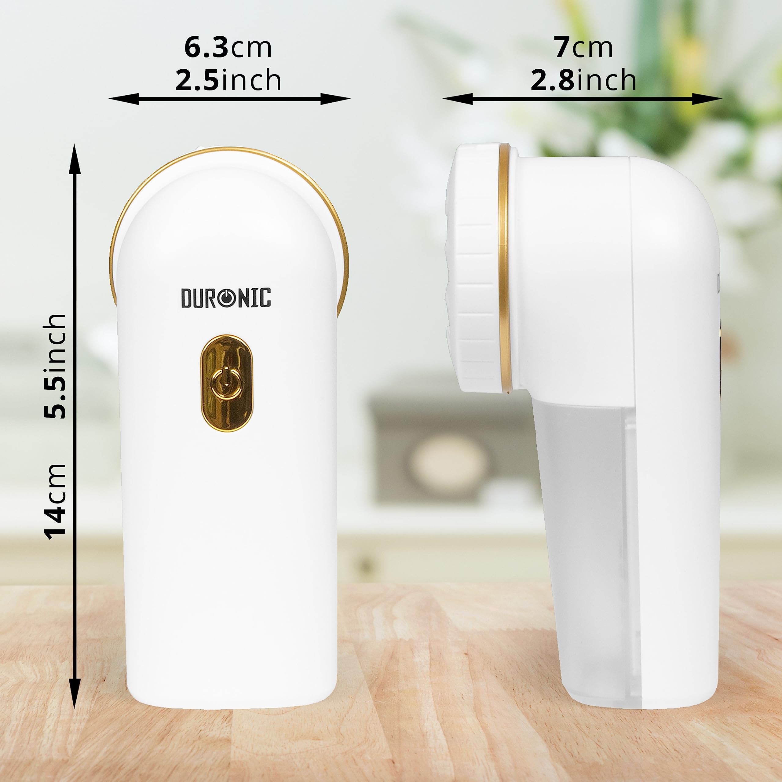 Zoomgoods Bobble Remover FS22 WE Fabric Shaver Defuzzer Clothing Lint Removers, Depiller, Small Fuzz Pill Debobbler for Couch Clothes Sweaters - White / Gold