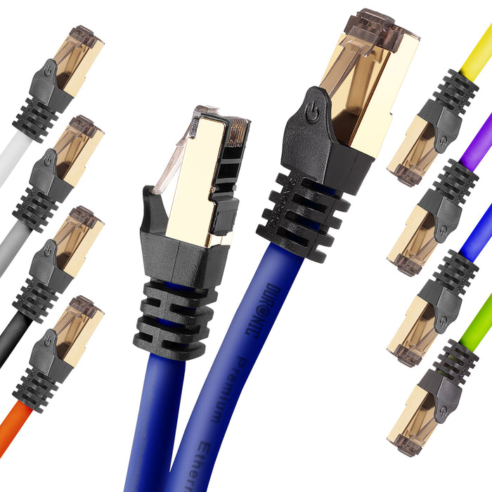 Zoomgoods Ethernet Cable 1M High Speed CAT 8 Patch Network Shielded Lead 2GHz / 2000MHz / 40 Gigabit, CAT8 SFTP Wire, Snagless RJ45 Super-Fast Data - Blue