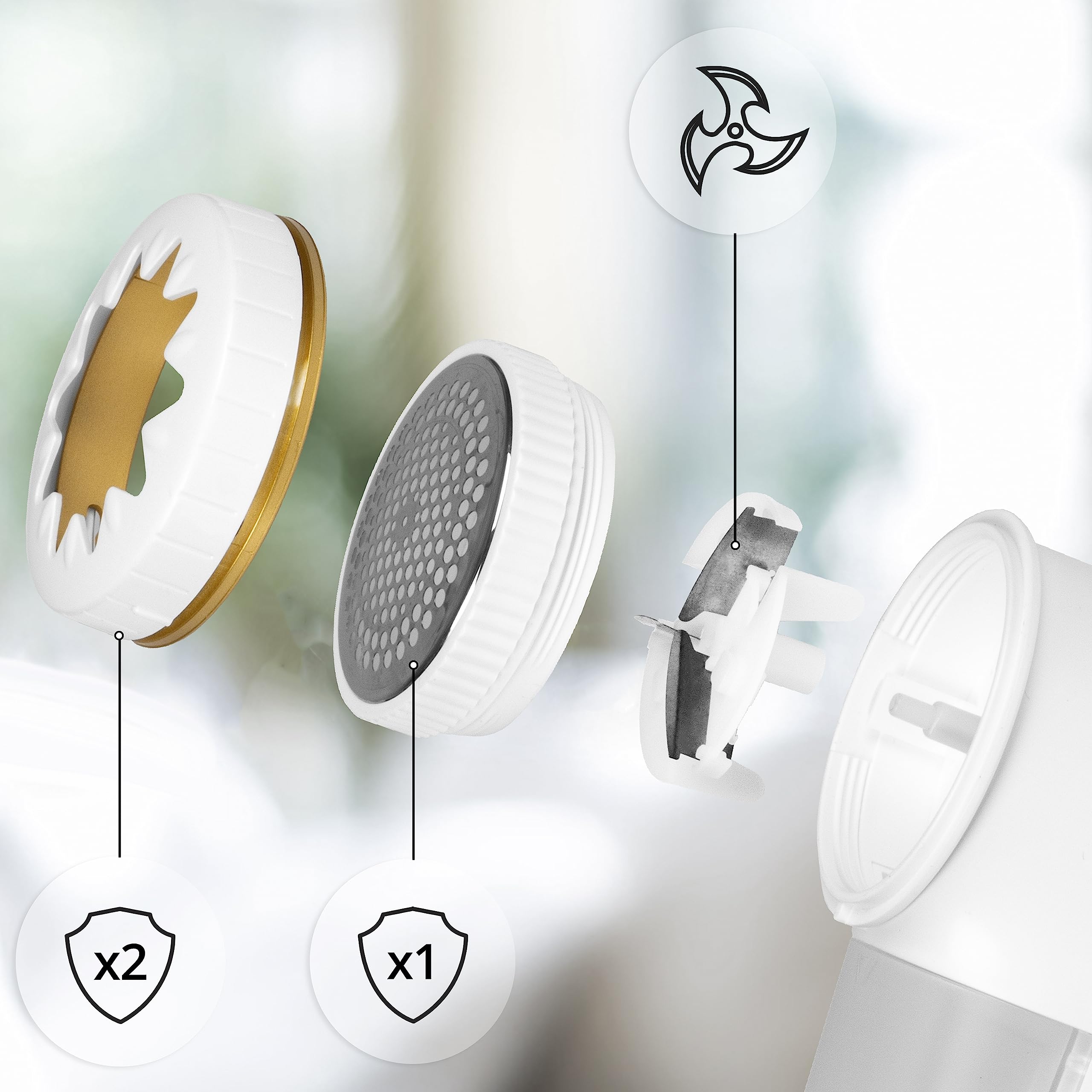 Zoomgoods Bobble Remover FS22 WE Fabric Shaver Defuzzer Clothing Lint Removers, Depiller, Small Fuzz Pill Debobbler for Couch Clothes Sweaters - White / Gold