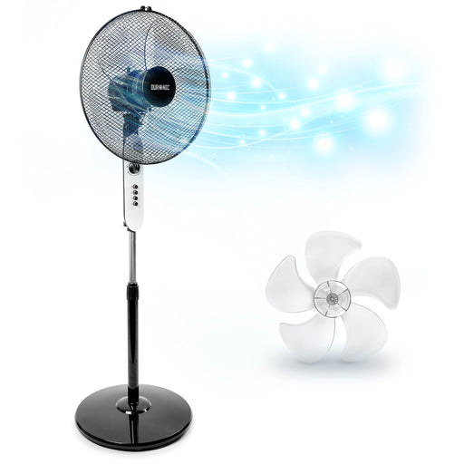 Zoomgoods Pedestal Fan FN45, Electric Cooling Fan, Floor Standing Fan, Lightweight Height Adjustable Tilt, 5 Blades, 4 Speeds, High Velocity Oscillating Air Cooler Stand Fan for Home Bedroom Office Gym
