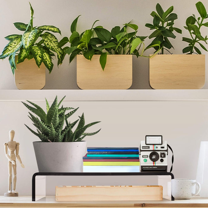 Zoomgoods Monitor Stand Riser DM054 | Laptop and Screen Stand for Desktop | Black Acrylic | Support for a TV or PC Computer Monitor | Ergonomic Office Desk Shelf | 30kg Capacity | 50cm x 20cm