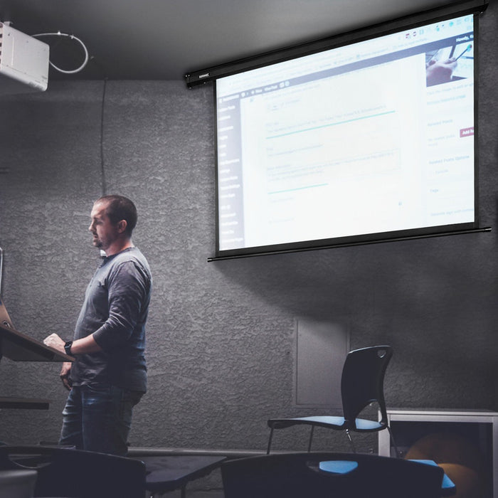 Zoomgoods Electric Projector Screen EPS133 /169 | 133 Inch Screen Size: 295 x 165cm / 116 x 65” 16:9 Ratio Matt White HD High Definition Ceiling Wall Mountable Home Cinema School