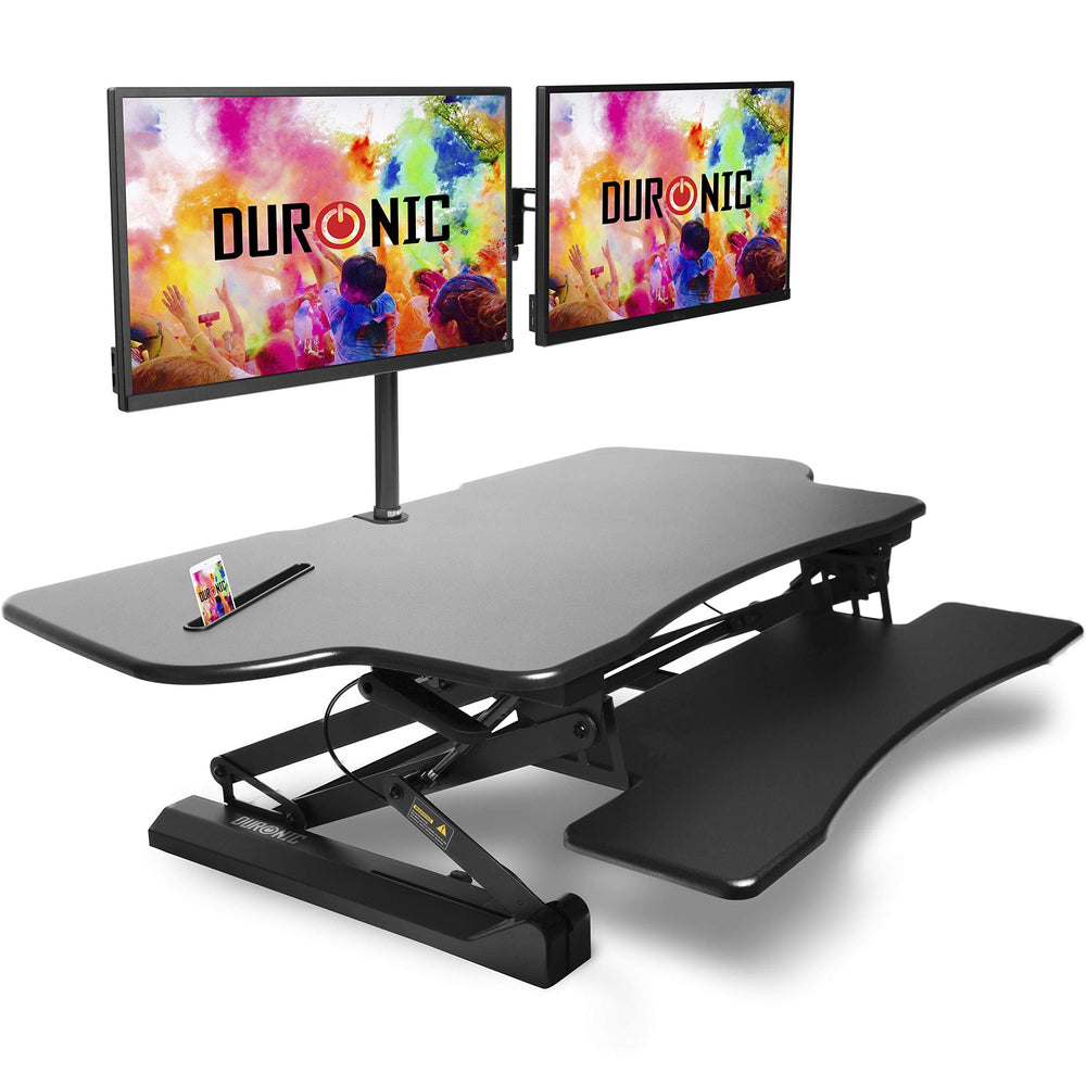 Zoomgoods Sit-Stand Desk DM05D4 | Height Adjustable Office Workstation | 120x59cm Platform | Raises from 15-50cm | Riser for PC Computer Screen, Keyboard, Laptop | Ergonomic Desktop Table Converter