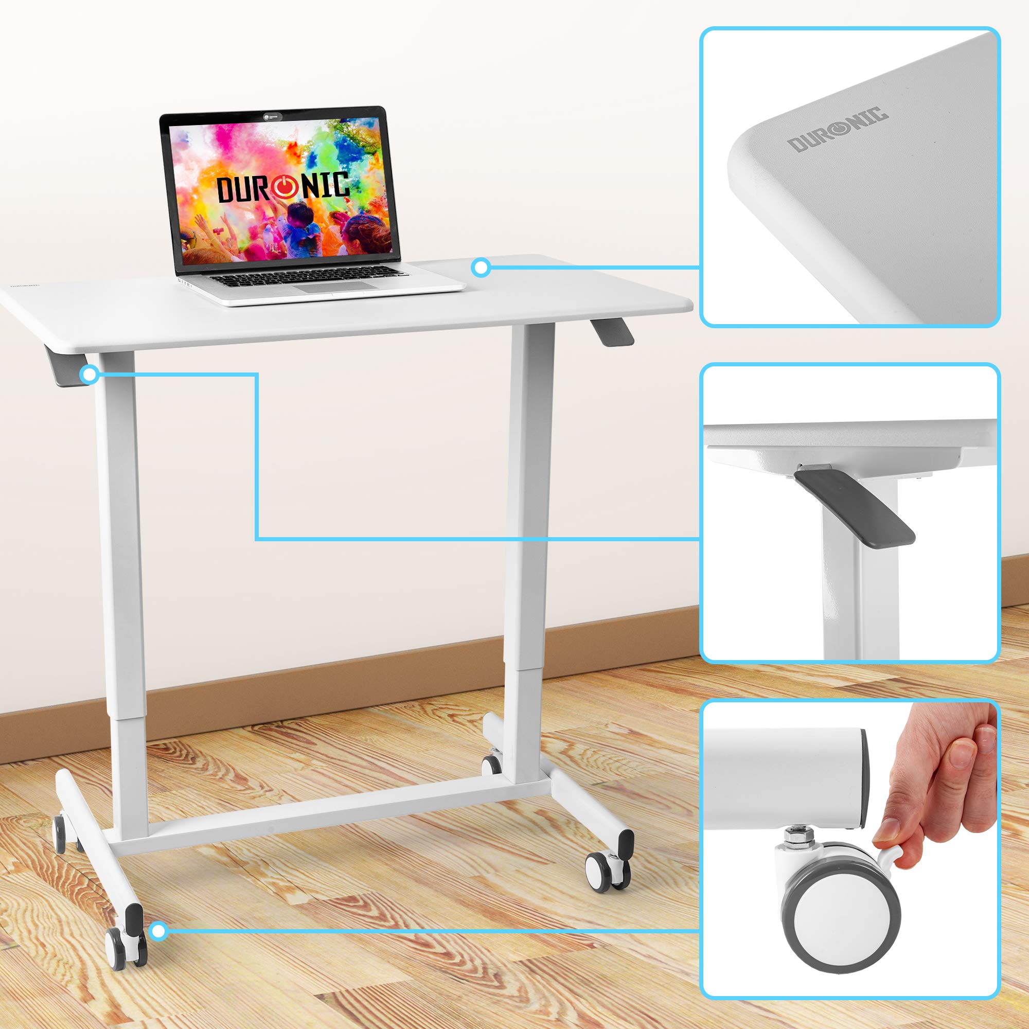 Zoomgoods Sit Stand Desk Top TM03T Ergonomic Standing Sitting Desks Table Converter Adjustable Height Multi Use Desktop Workstation Portable on Wheels for Adults and Children, for Office, Home - White