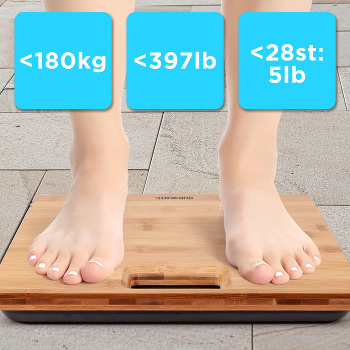 Zoomgoods Digital Bathroom Scales BS504 Body Weight Weighing Scales Stone lb kg High Precision Sensors 180kg Capacity Eco-Friendly Bamboo Design